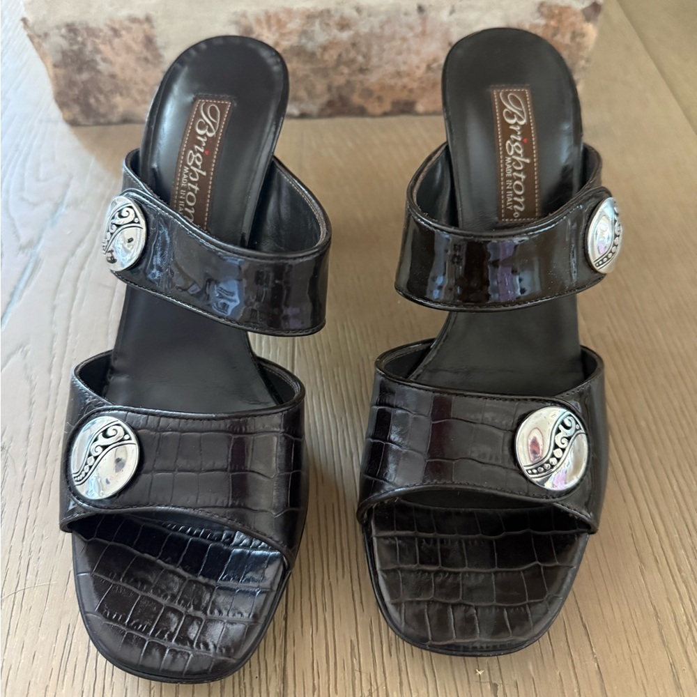 Brighton Vanity Dark Chicolate Croc-Embossed Heels